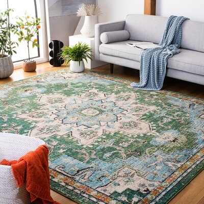 Emmamae Oriental Green/Turquoise Area Rug - Image 0