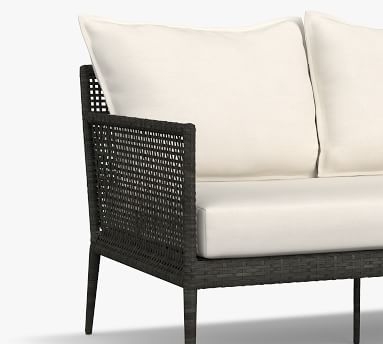 Cammeray All-Weather Wicker Sofa with Cushion, Black - Image 1