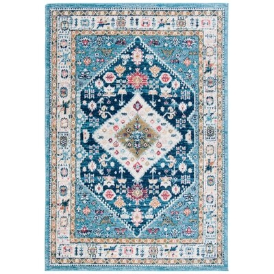 Downers Oriental Light Blue/Ivory/Red Area Rug - Image 0