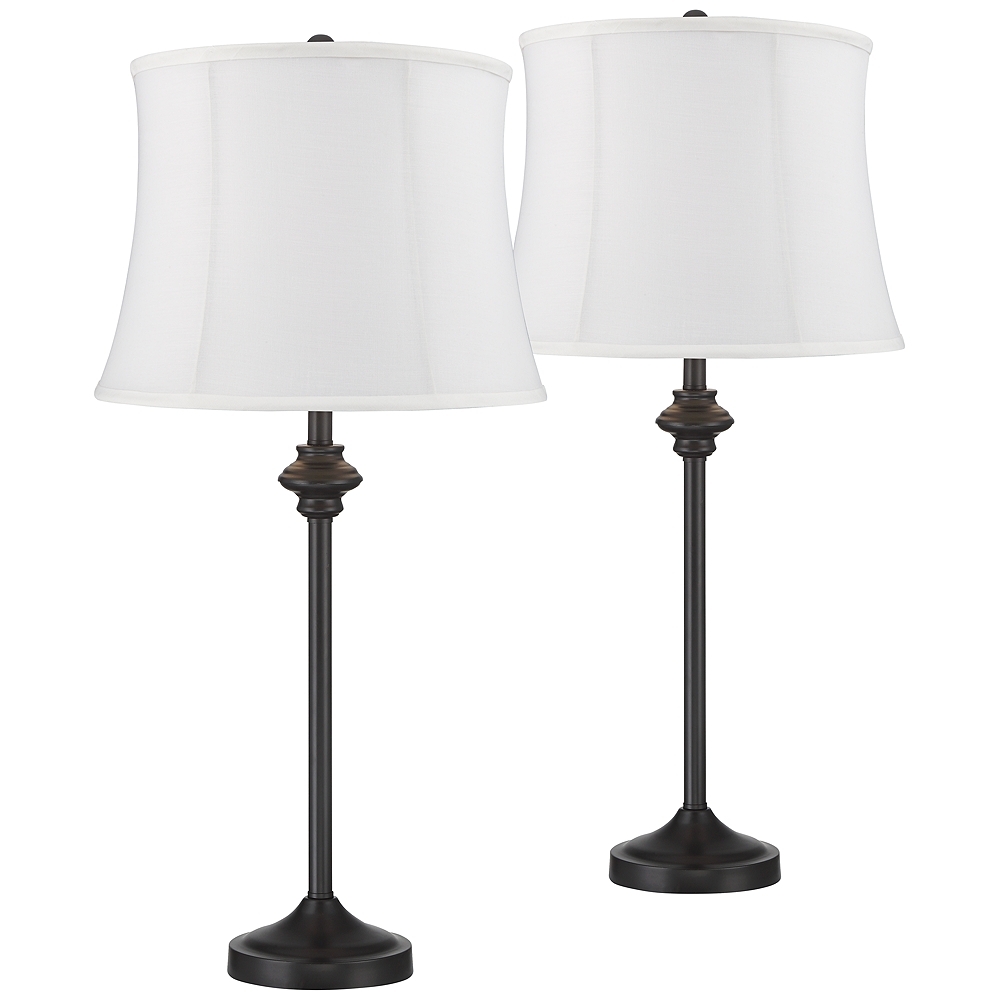 360 Lighting 26" High Lynn White Shade Black Buffet Lamps Set of 2 - Image 0