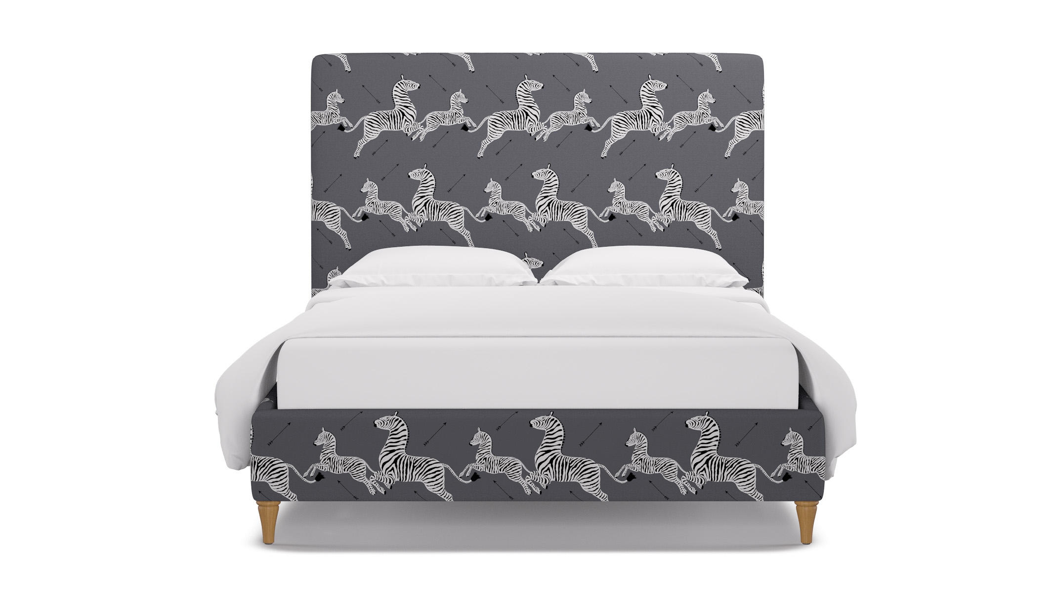 Classic Bed, Slate Zebra, Natural Decorative Tapered Leg, Twin - Image 0