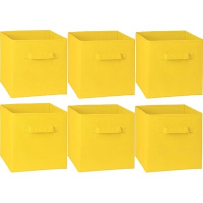 6 Pack -  Foldable Cloth Storage Cube Basket Bins Organizer, (11" H X 10.75" W X 10.75" D) - Image 0