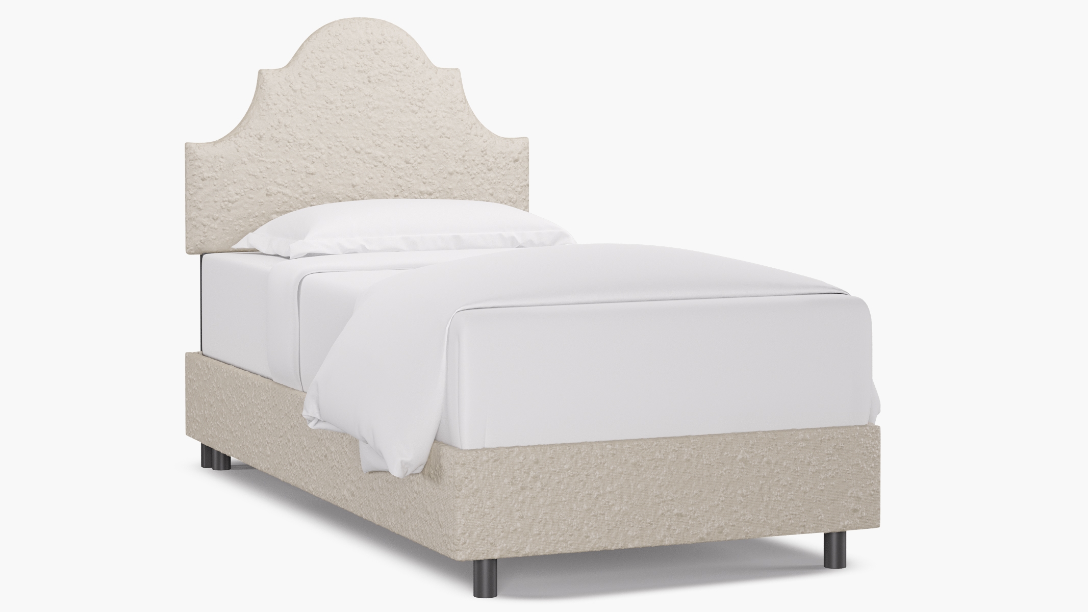 Regency Bed, Snow Bouclé, Twin - Image 0