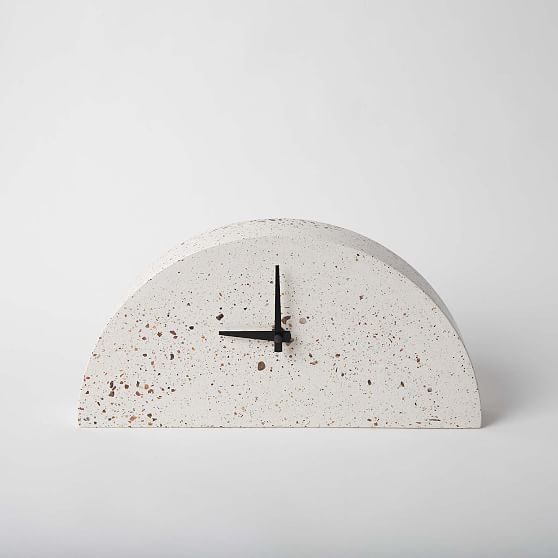 Mantle Clock Concrete Clock White Terrazzo - Image 0