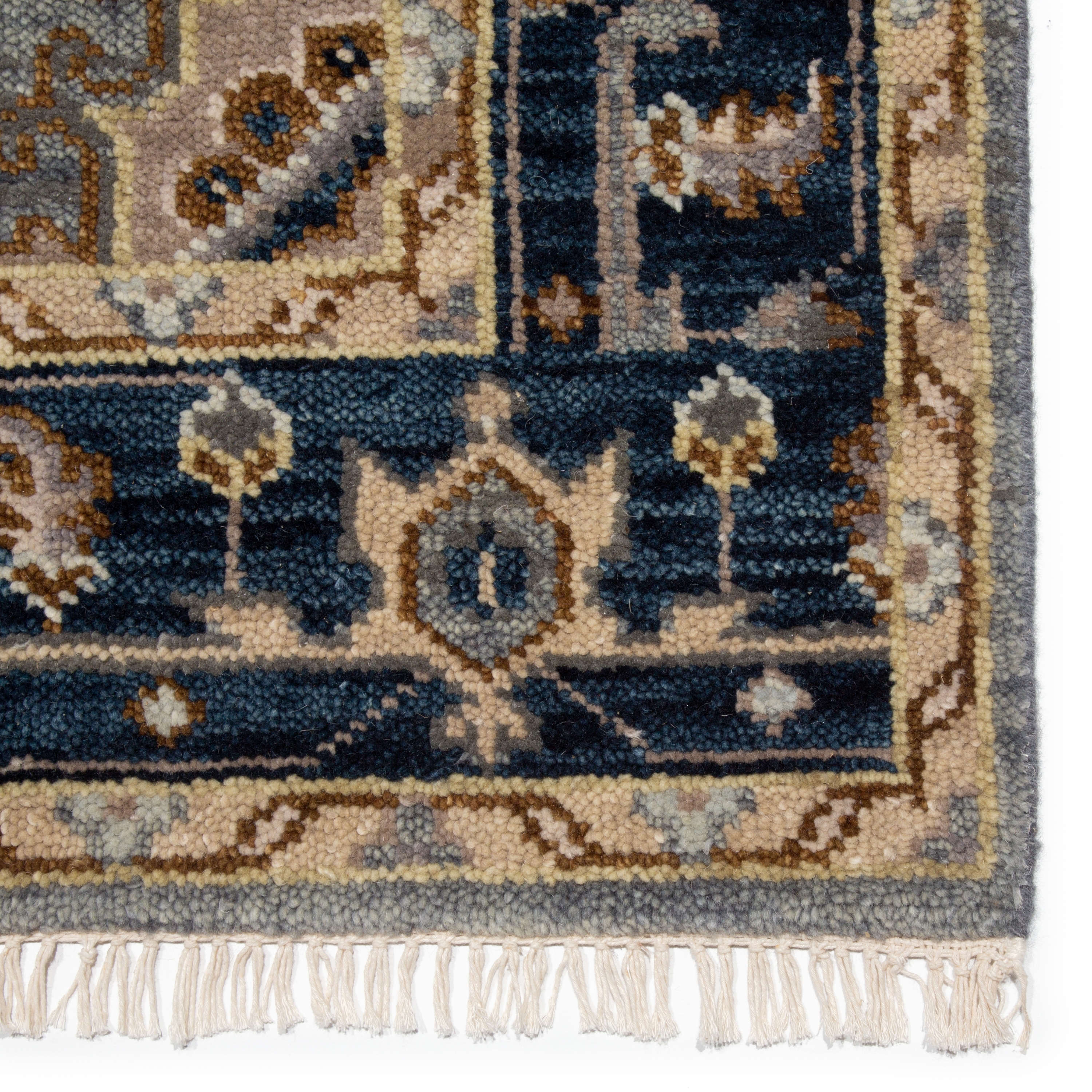 Andrews Hand-Knotted Medallion Gray/ Brown Area Rug (8'X10') - Image 3