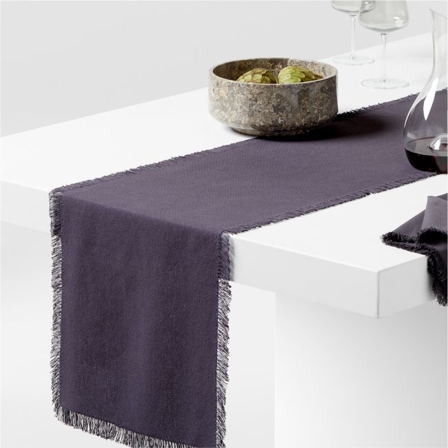 Craft Fringed Grey Cotton Table Runner 90" - Image 0