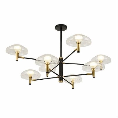 Enders 8 - Light Sputnik Modern Linear Chandelier with Hand Blown Glass Accents - Image 0