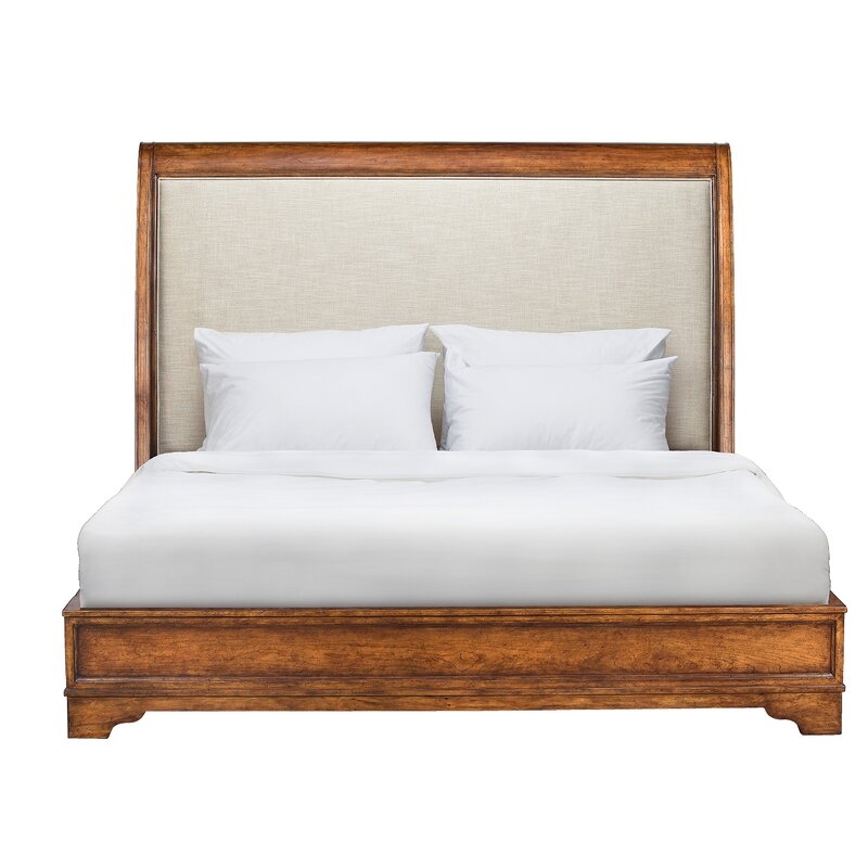 Louis Philippe Peninsula Upholstered Sleigh Bed Size: King, Color: Cherry - Image 0