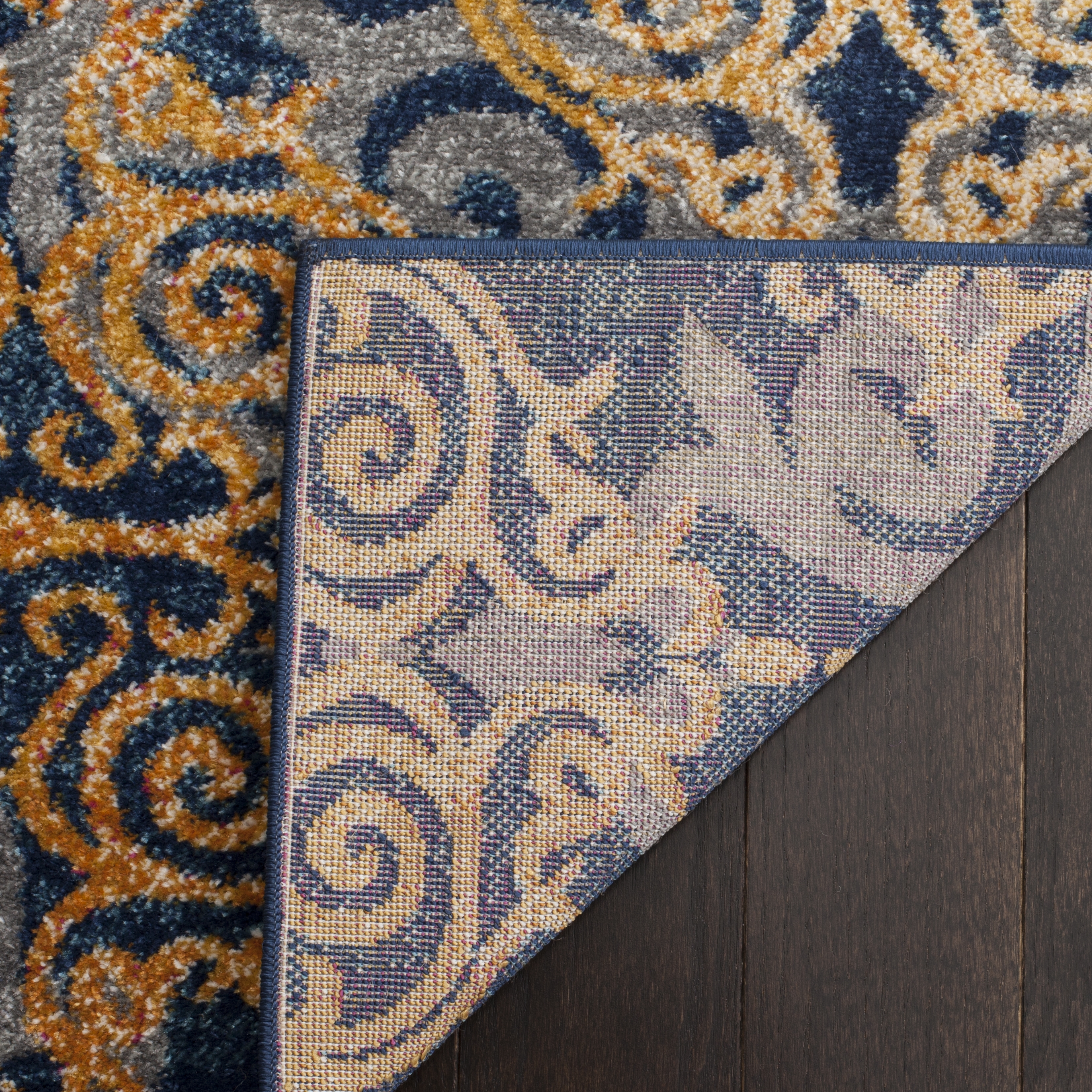 Arlo Home Woven Area Rug, EVK230S, Blue/Orange,  6' 7" X 6' 7" Square - Image 2