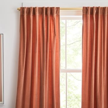 Cotton Velvet Curtain, Terracotta, 48"x84" - Image 3