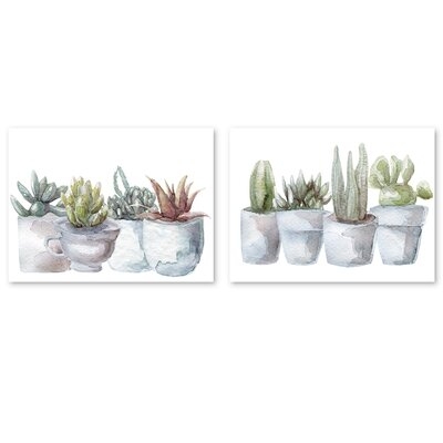 Cactus And Succulent House Plants II Cactus And Succulent House Plants II - 2 Piece Wrapped Canvas Painting Set - Image 0