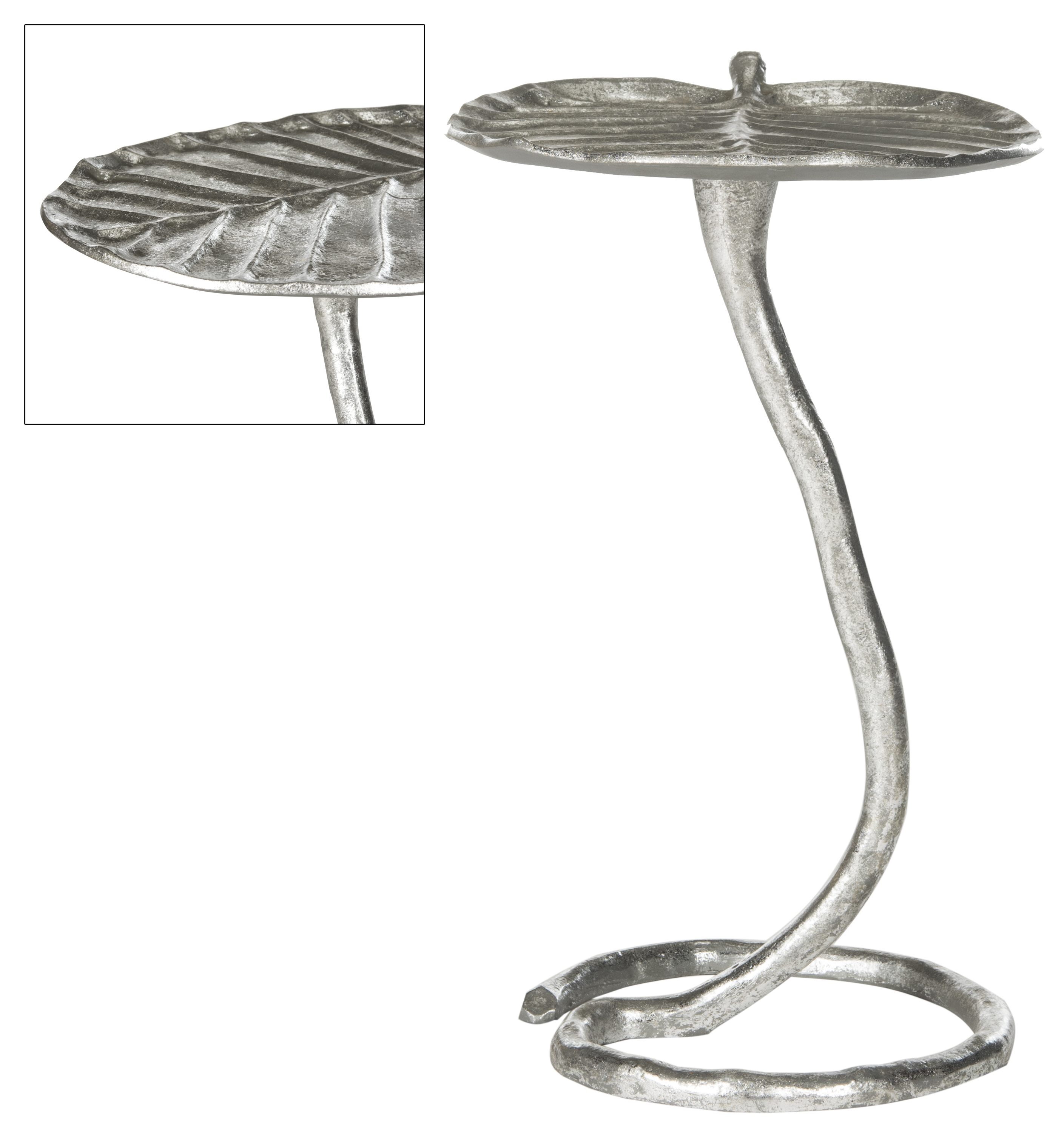 Mina Silver Foil Petal Side Table - Silver - Arlo Home - Image 1