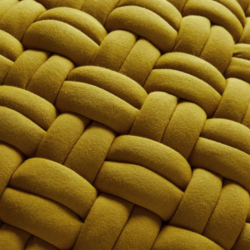 20" Jersey Interknit Mustard Pillow with Down-Alternative Insert - Image 4