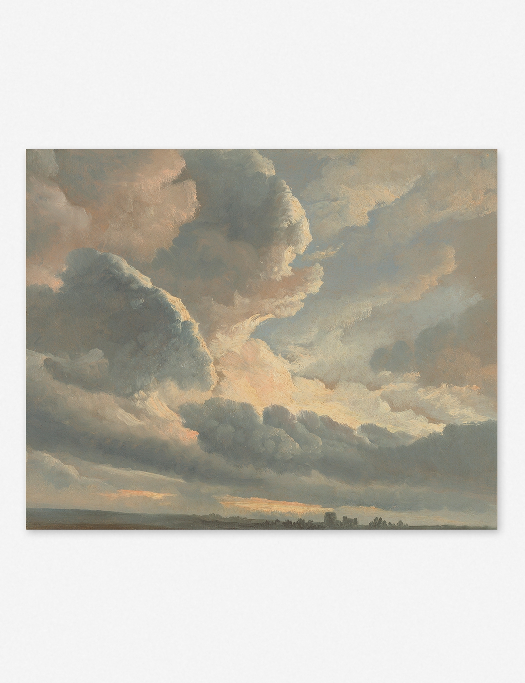 Study of Clouds with a Sunset near Rome Wall Art by Simon Alexandre Clement Denis - Image 2