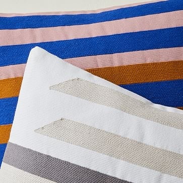 Crewel Shadow Bars Pillow Cover, Belgian Flax, 20"x20" - Image 1