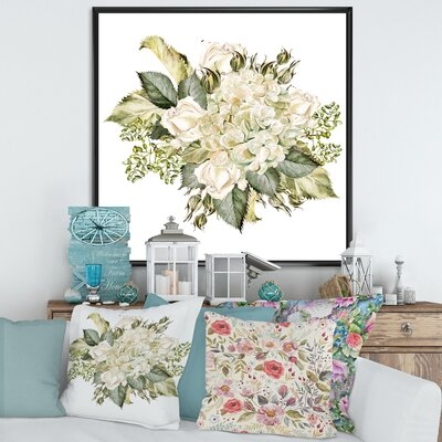Beautiful Bouquet With Hudrangea And Roses - Farmhouse Canvas Wall Art Print FL35398 - Image 0