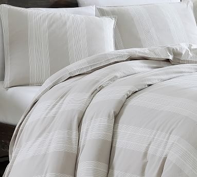 Tan/Ivory Hunt Striped Percale Comforter &amp; Shams Set, King - Image 3