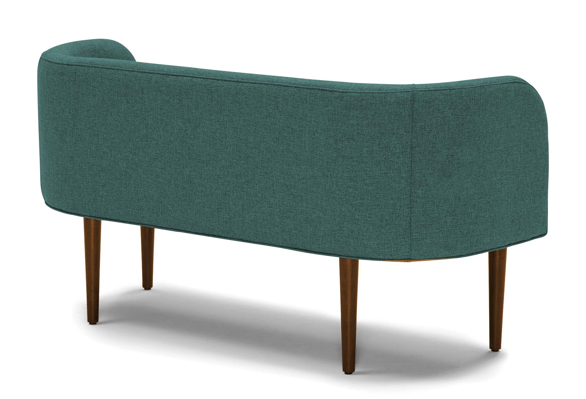 Green Elsie Mid Century Modern Bench - Essence Aqua - Mocha - Image 3