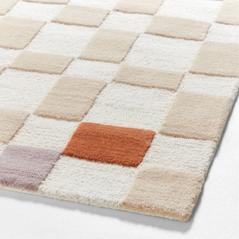 Imperfect Checkerboard Multicolor Wool Kids Area Rug 8'x10' - Image 1