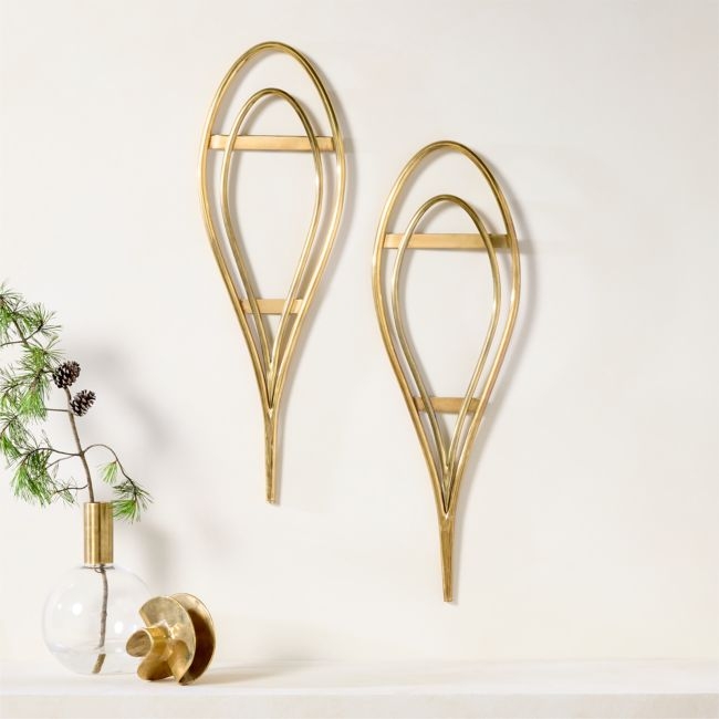 Arden Aged Brass Snow Shoe Wall Decor Set of 2 - Image 0