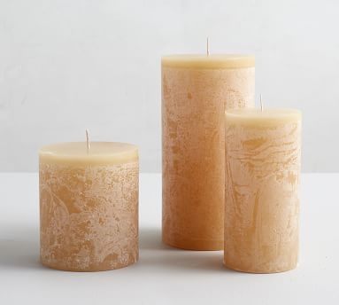 Scented Timber Pillar Candles, Ivory, Honeysuckle, 3" x 6" - Image 1