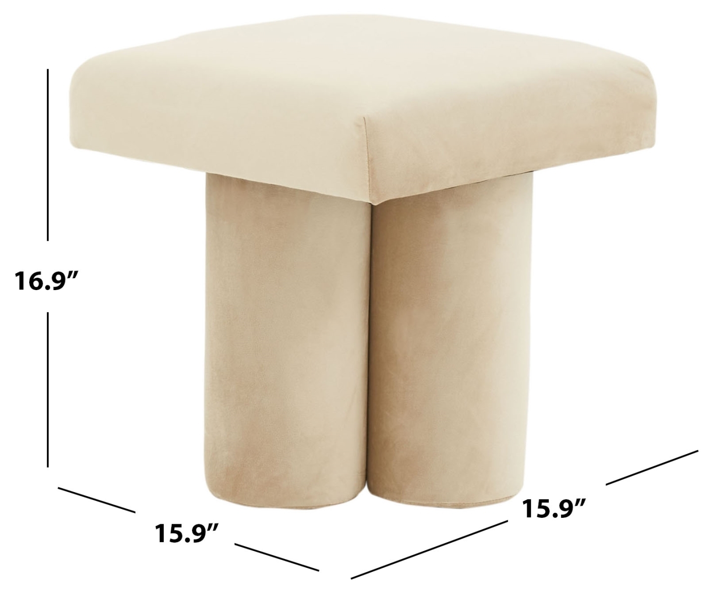 Deangelo Velvet Ottoman - Light Brown - Image 3