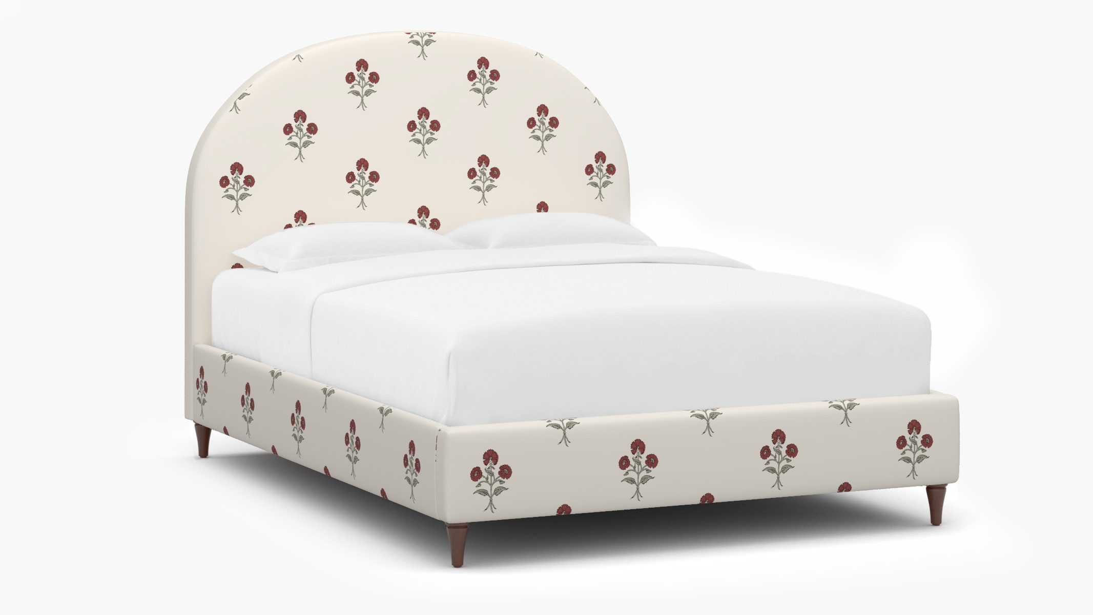 Demilune Bed, Red Delphine, Walnut Decorative Tapered Leg, Full - Image 1
