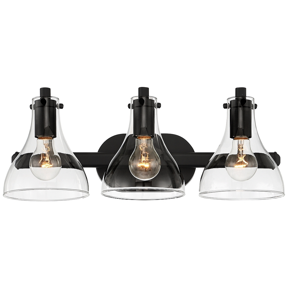 Possini Euro Sorren 20 1/2" Black and Clear Glass 3-Light Bath Light - Image 1