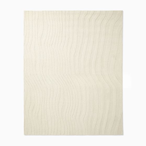 Textured Waves Rug, 8x10, Alabaster - Image 0