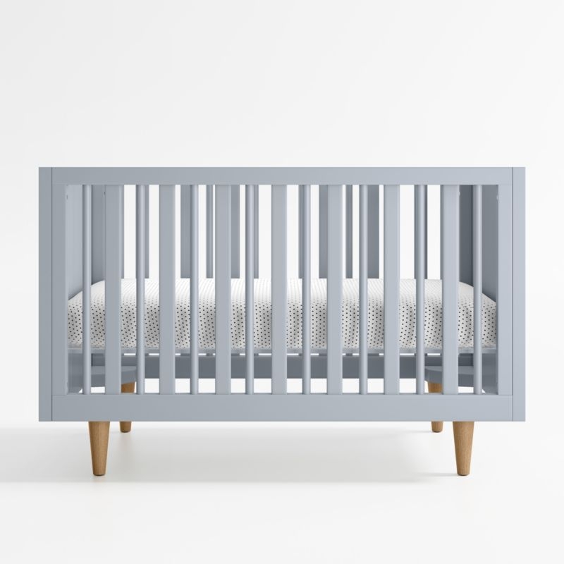 Finn Mist Blue Wood Convertible Baby Crib with Toddler Bed Rail - Image 2
