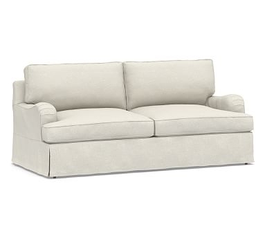 SoMa Hawthorne English Arm Slipcovered Sofa, Polyester Wrapped Cushions, Performance Boucle Oatmeal - Image 0