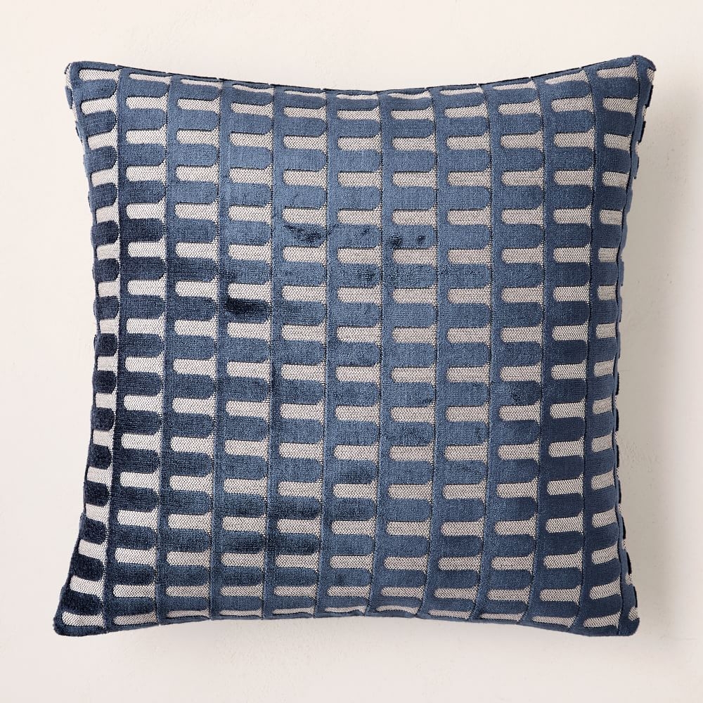 Cut Velvet Archways Pillow Cover, 20"x20", Regal Blue - Image 0