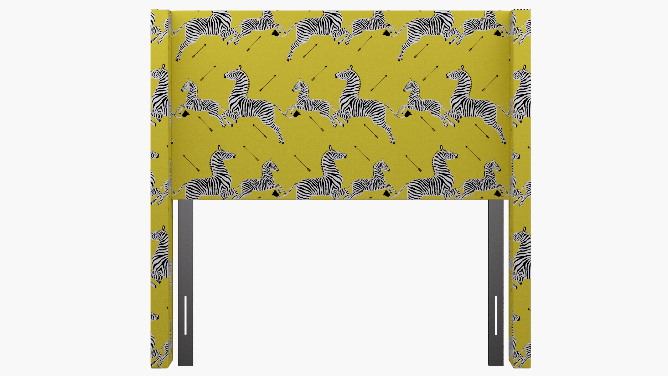 Modern Wingback Headboard, Yellow Zebra, Full - Image 1