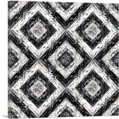 Diamond Black White Pixel Jewel - Wrapped Canvas Graphic Art Print - Image 0