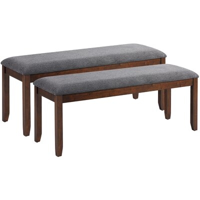Red Barrel Studio® Set Of 2 Dining Bench Rubber Wood Upholstered Padded Bedroom Seat - Image 0
