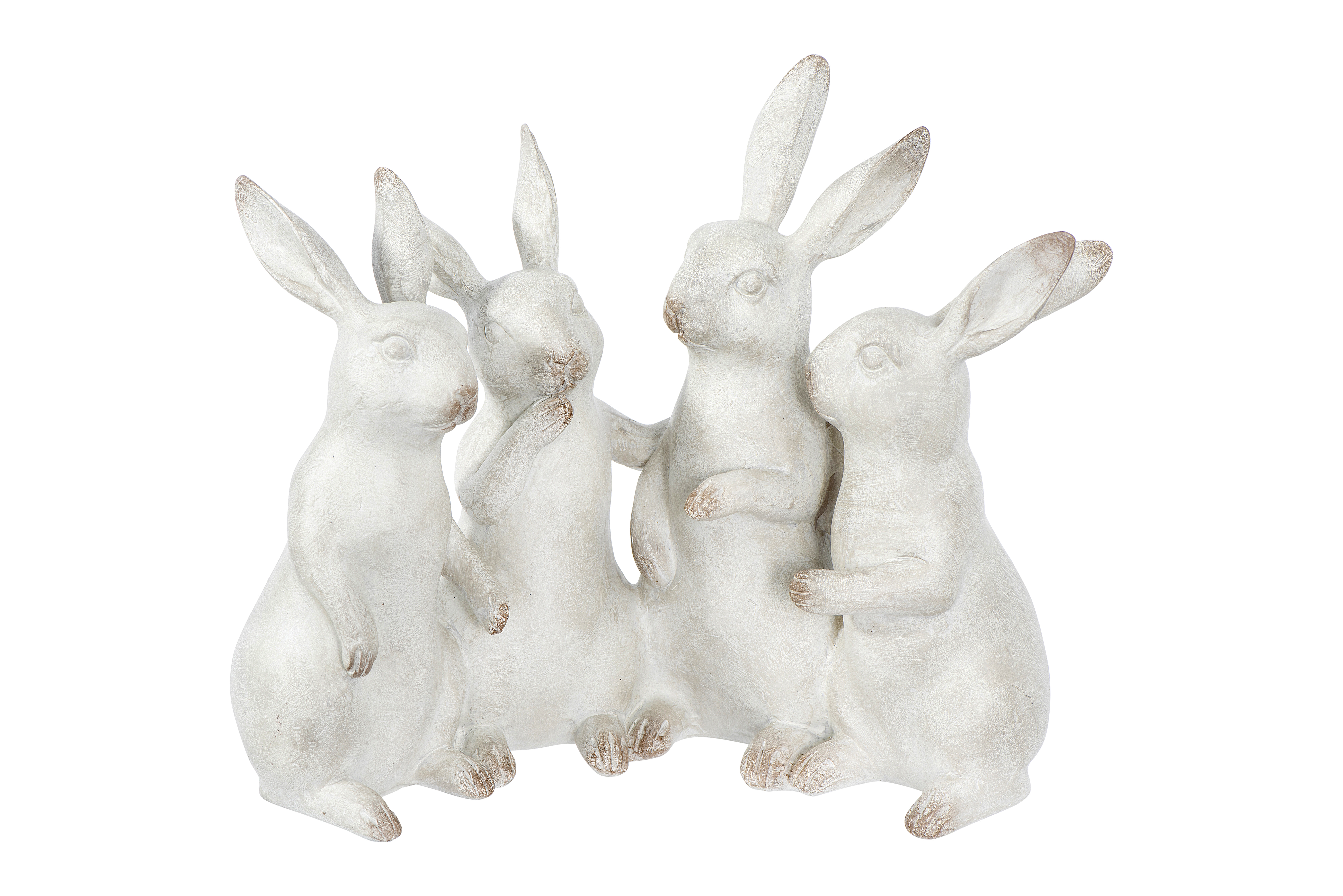 Whitewashed Polyresin Bunny Rabbit Quartet - Image 0