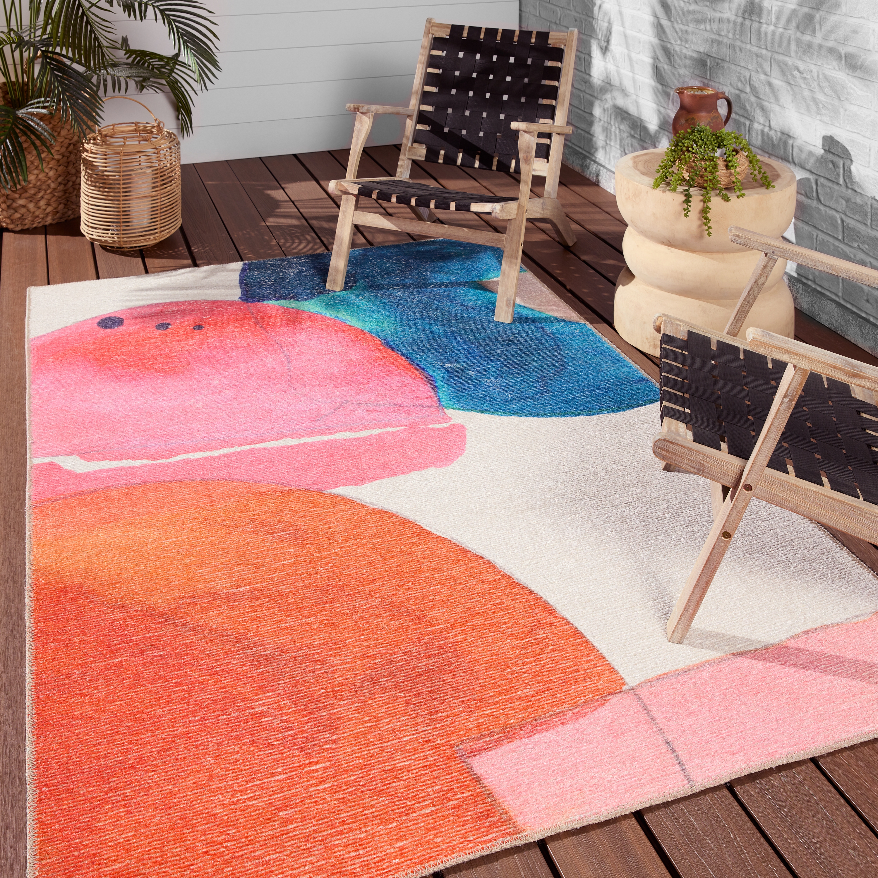 Sonic Powerloomed Indoor Abstract Pink/ Multicolor Area Rug (18"X18") - Image 4