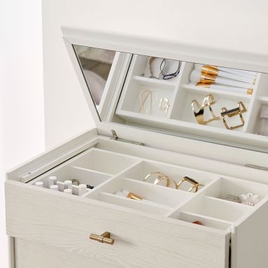 west elm x pbt Modernist 4-Drawer Dresser with Jewelry Storage, White/Wintered Wood - Image 2