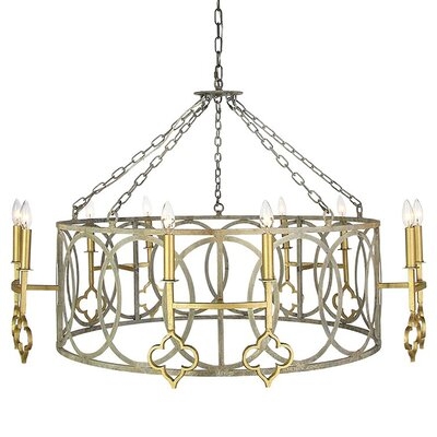 French 10 - Light Candle Style Drum Chandelier - Image 0