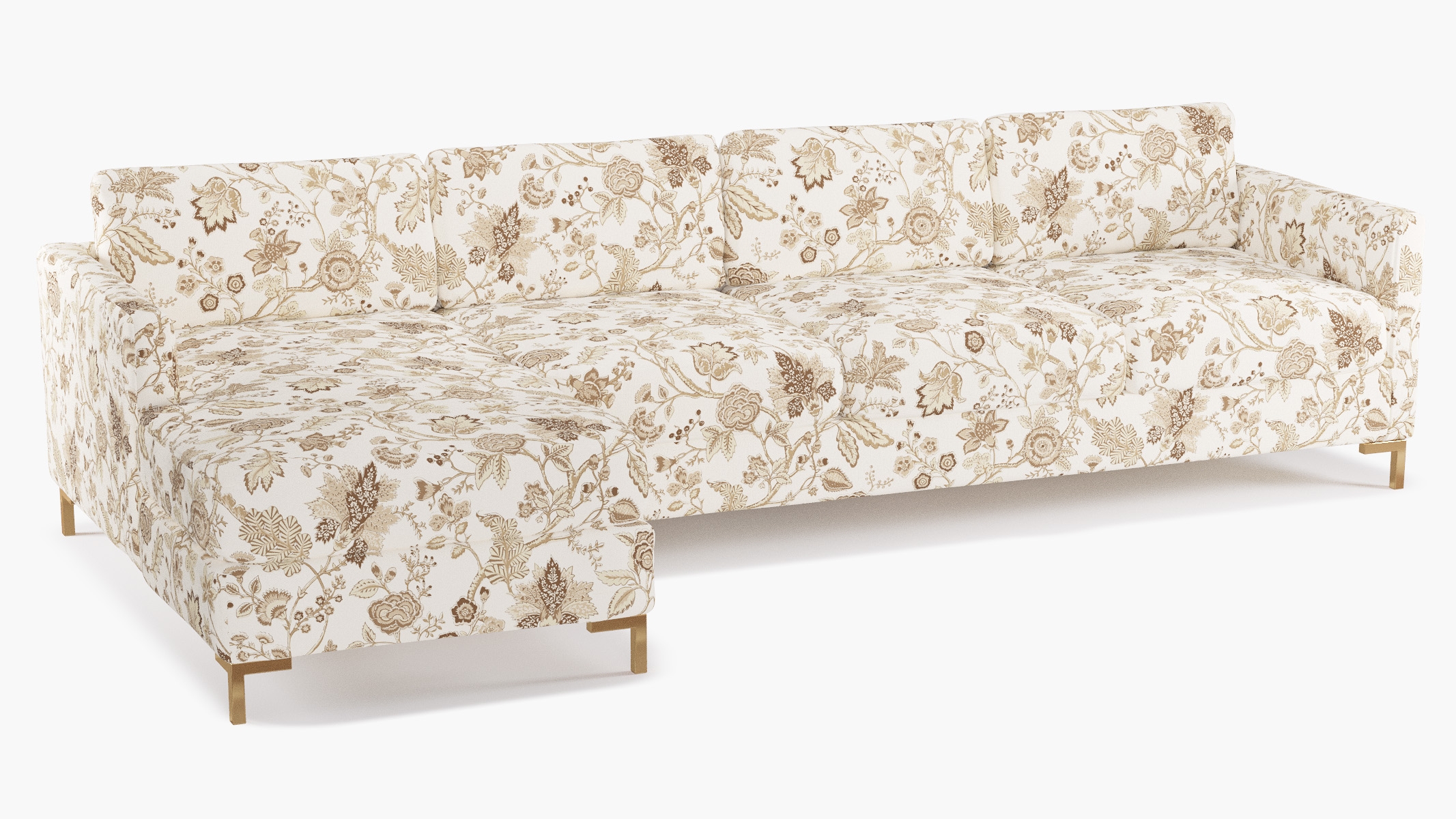 Modern Sectional, Left Facing, Tawny La Vendee, Brass L Leg - Image 1