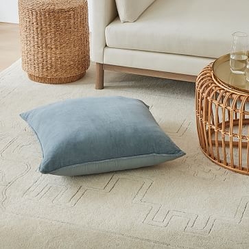 Cotton Velvet Floor Cushion, 28"x28"x10", Ocean - Image 2