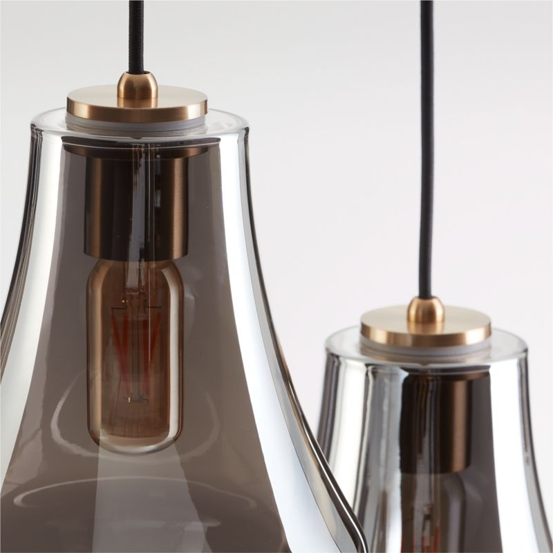Arren Brass 3-Light Round Pendant with Teardrop Silver Glass Shades - Image 2