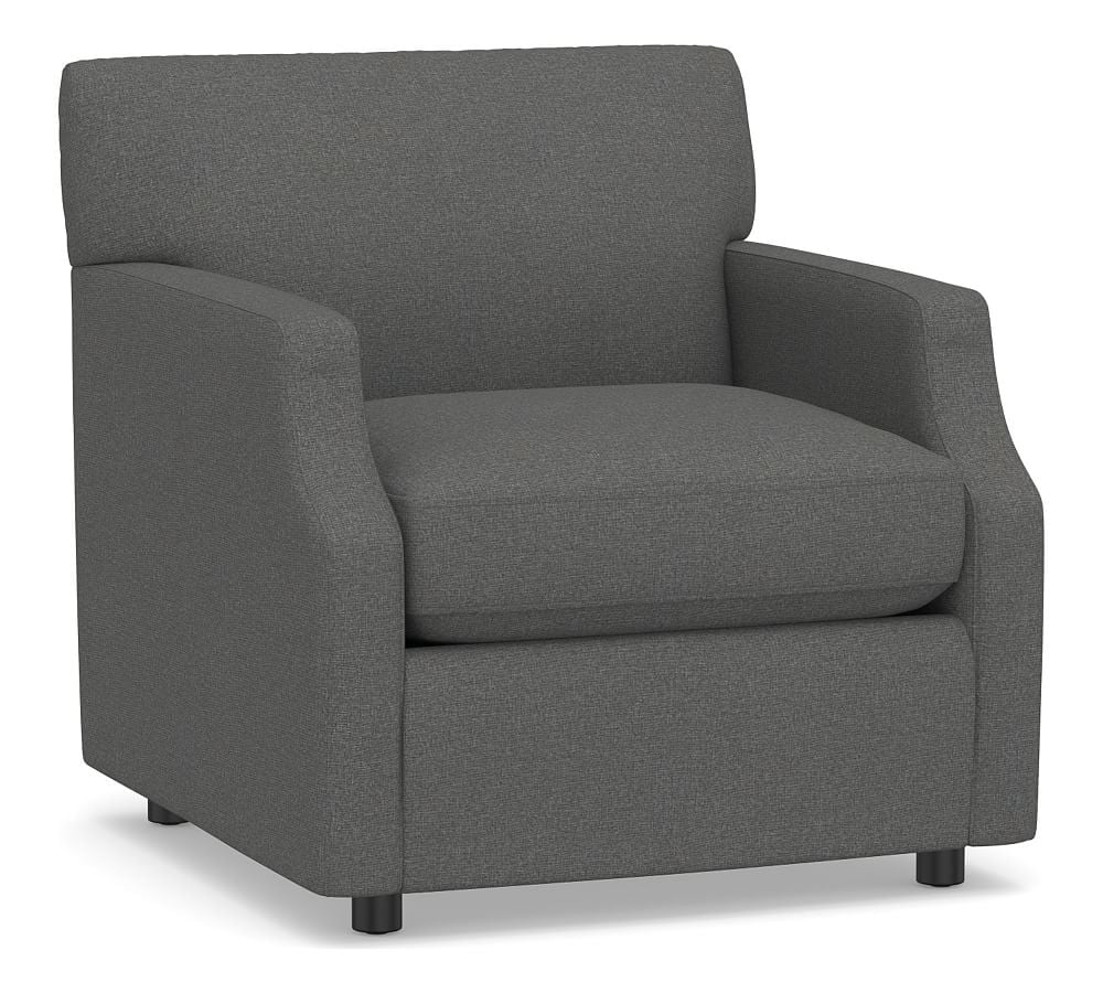 SoMa Hazel Upholstered Armchair, Polyester Wrapped Cushions, Park Weave Charcoal - Image 0