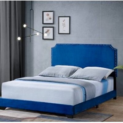 Queen Upholstered Low Profile Platform Bed - Image 0