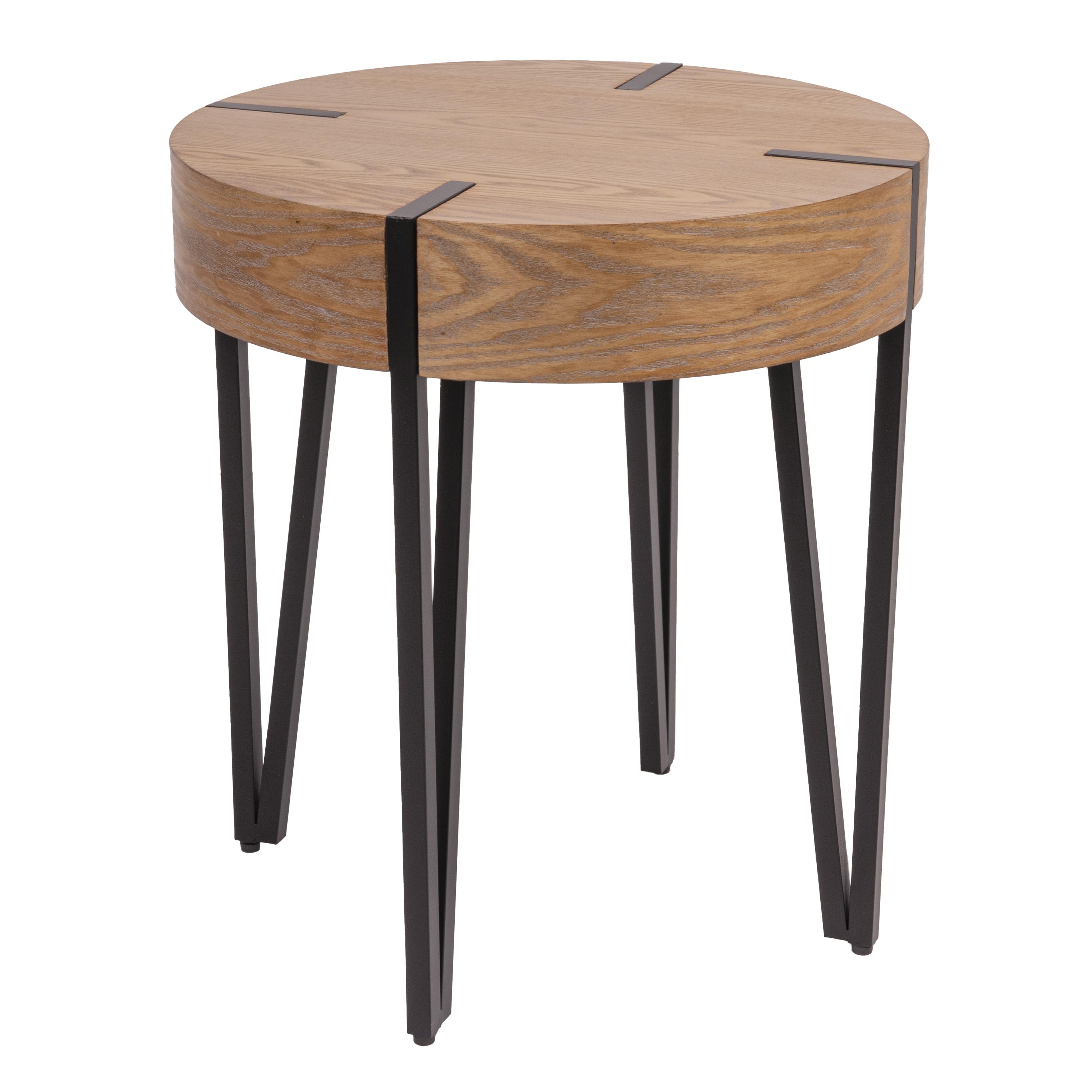 Astoria Wood End Table with Metal Hairpin Legs, Natural and Black - Image 0