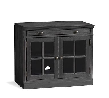 Livingston Double Glass Door Cabinet with Top, Dusty Charcoal - Image 0