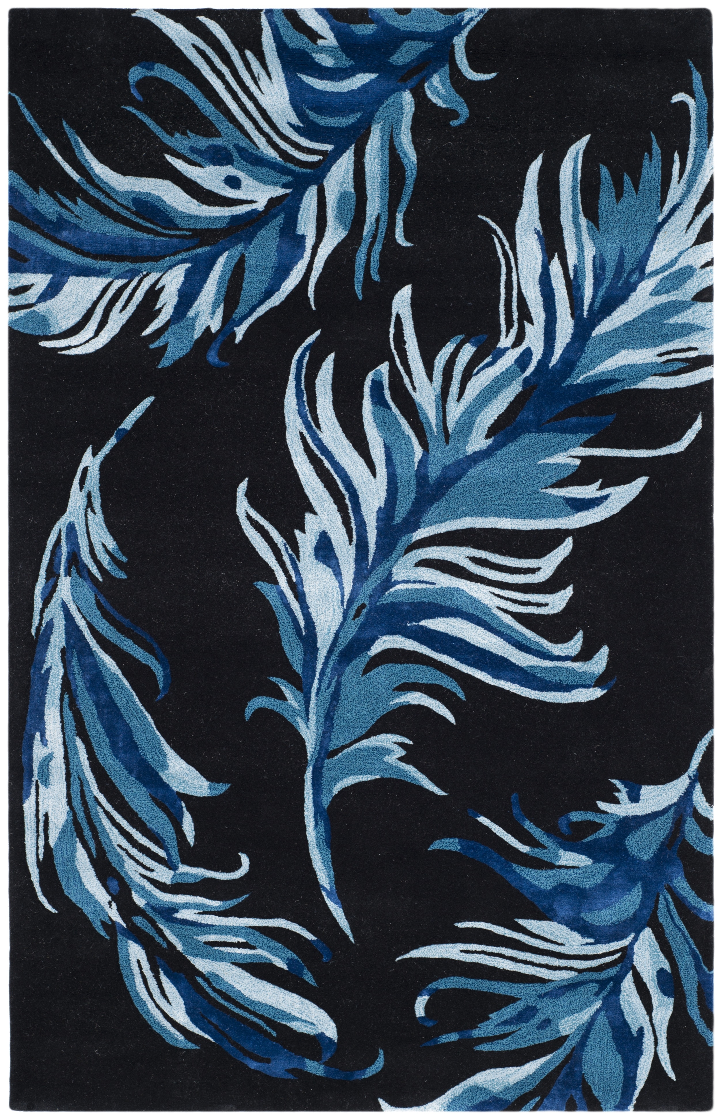 Arlo Home Hand Tufted Area Rug, ALR121B, Black/Blue,  5' X 8' - Image 0