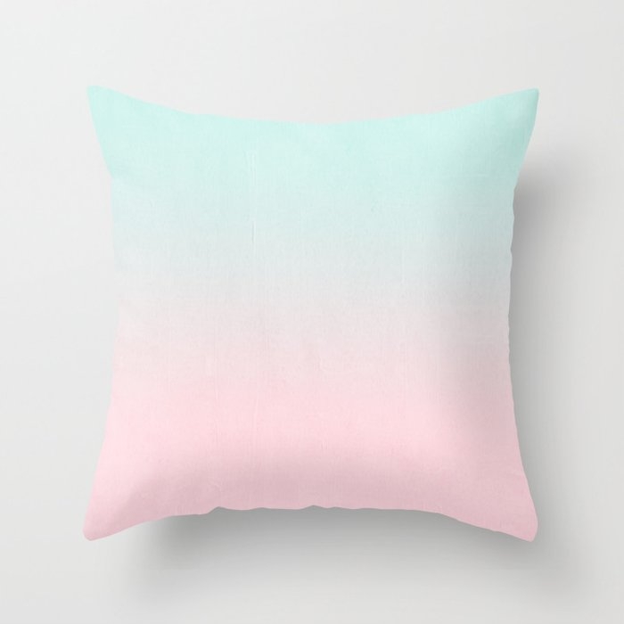 Ellie - Ombre Fade Pastel Pink And Mint Gender Neutral Nursery Baby Girly Trend Style Throw Pillow by Charlottewinter - Cover (20" x 20") With Pillow Insert - Outdoor Pillow - Image 0