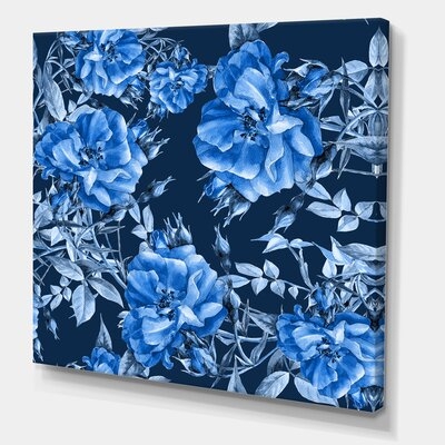 Blue Abstract Wildflowers - Modern Canvas Wall Art Print - Image 0