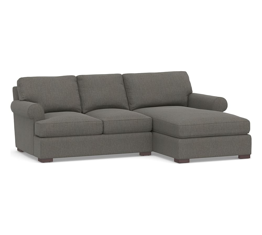 Townsend Roll Arm Upholstered Left Arm Sofa with Chaise Sectional, Polyester Wrapped Cushions, Chenille Basketweave Charcoal - Image 0